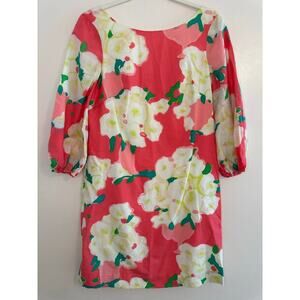 Lilly Pulitzer Classic Cindy 3/4 Sleeve Hot Pink Floral Resort Shift Dress Sz. 2